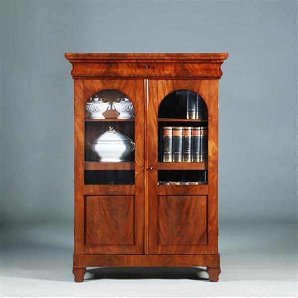 Grote foto biedermeier boekenkastje met getoogde ruiten uitneembare bespanning ca 1830 mahonie no.280320 antiek en kunst stoelen en banken