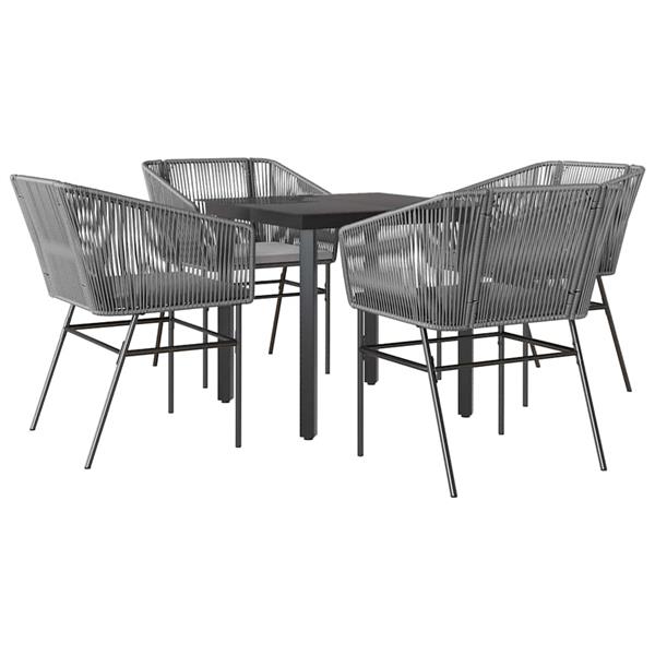 Grote foto vidaxl 5 delige tuinset met kussens poly rattan glas grijs tuin en terras tuinmeubelen