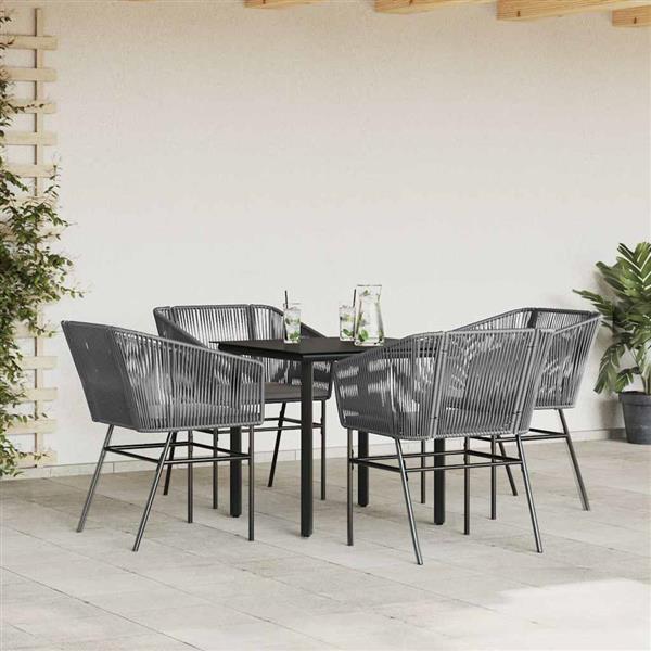 Grote foto vidaxl 5 delige tuinset met kussens poly rattan glas grijs tuin en terras tuinmeubelen