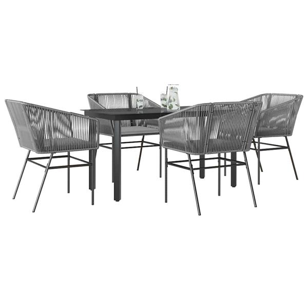 Grote foto vidaxl 5 delige tuinset met kussens poly rattan glas grijs tuin en terras tuinmeubelen