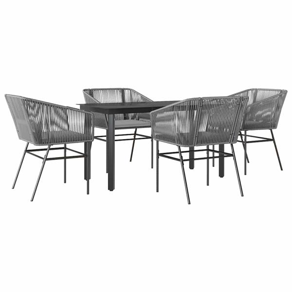 Grote foto vidaxl 5 delige tuinset met kussens poly rattan glas grijs tuin en terras tuinmeubelen