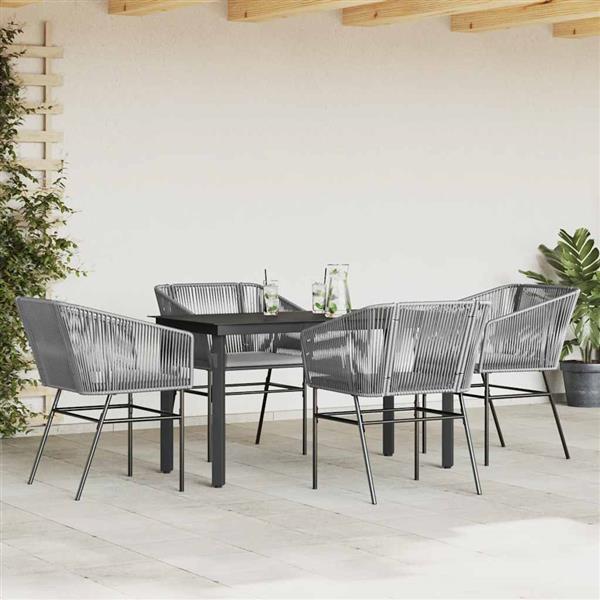 Grote foto vidaxl 5 delige tuinset met kussens poly rattan glas grijs tuin en terras tuinmeubelen