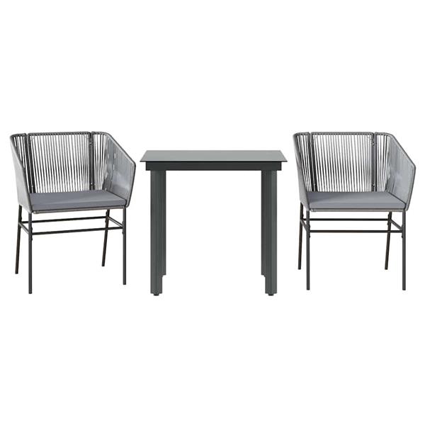 Grote foto vidaxl 3 delige tuinset met kussens poly rattan glas grijs tuin en terras tuinmeubelen