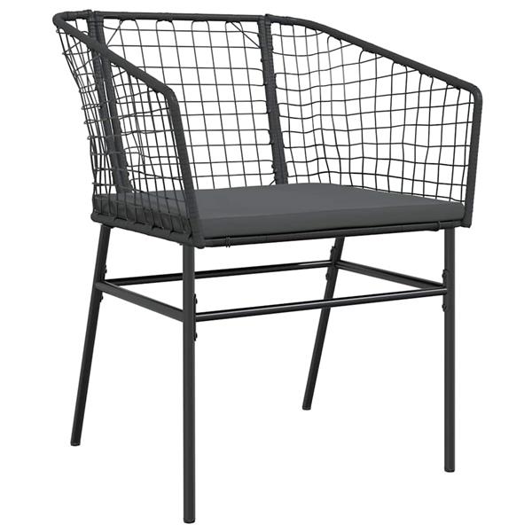 Grote foto vidaxl 3 delige tuinset met kussens poly rattan glas zwart tuin en terras tuinmeubelen