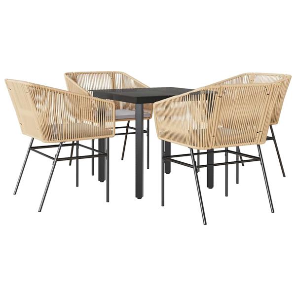 Grote foto vidaxl 5 delige tuinset met kussens poly rattan glas bruin tuin en terras tuinmeubelen