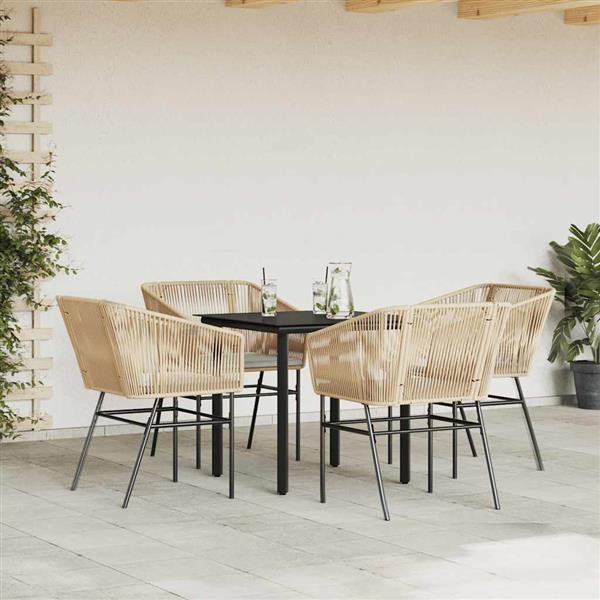 Grote foto vidaxl 5 delige tuinset met kussens poly rattan glas bruin tuin en terras tuinmeubelen
