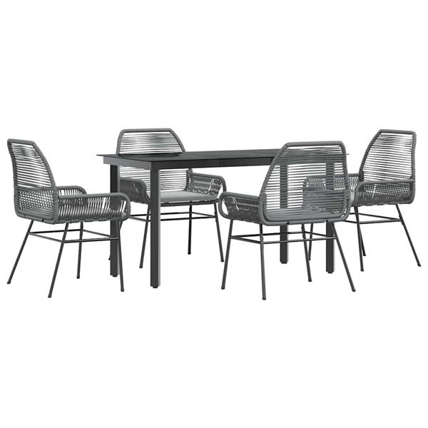 Grote foto vidaxl 5 delige tuinset met kussens poly rattan glas grijs tuin en terras tuinmeubelen