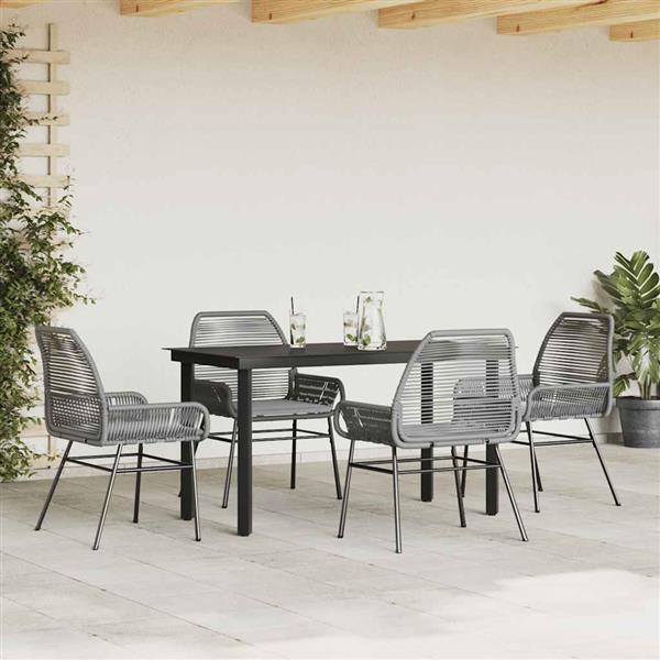 Grote foto vidaxl 5 delige tuinset met kussens poly rattan glas grijs tuin en terras tuinmeubelen