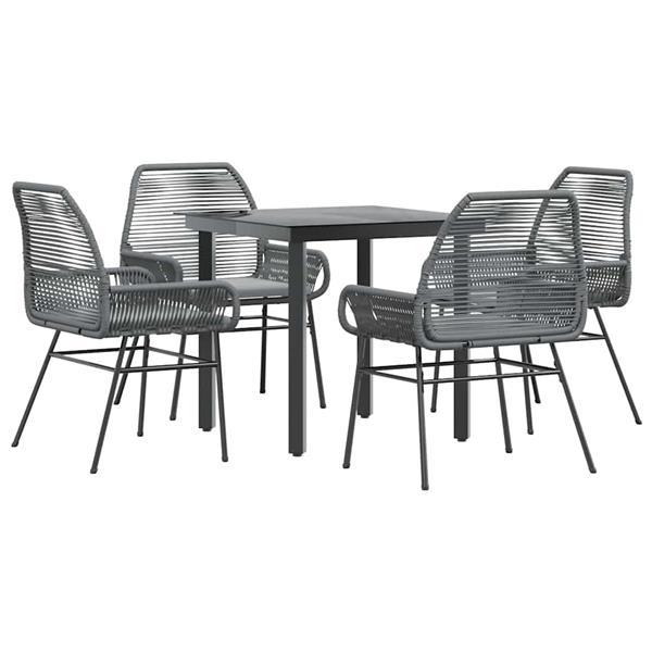 Grote foto vidaxl 5 delige tuinset met kussens poly rattan glas grijs tuin en terras tuinmeubelen
