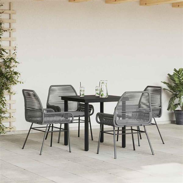 Grote foto vidaxl 5 delige tuinset met kussens poly rattan glas grijs tuin en terras tuinmeubelen
