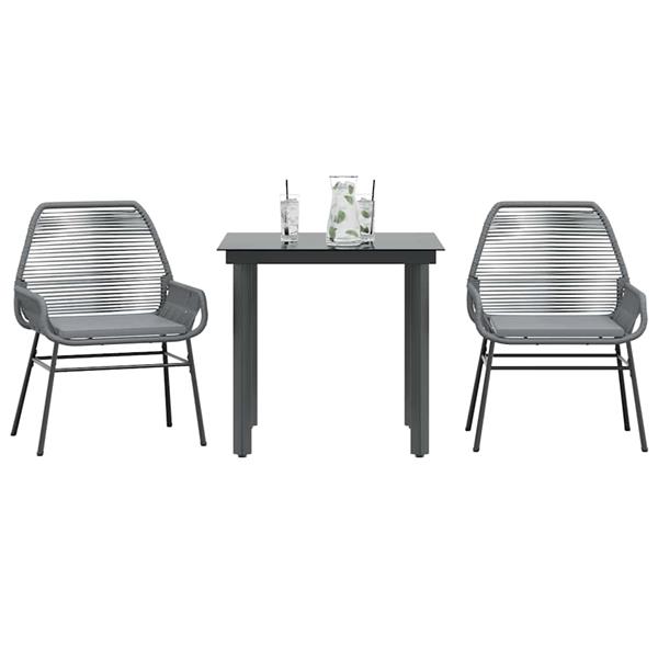 Grote foto vidaxl 3 delige tuinset met kussens poly rattan glas grijs tuin en terras tuinmeubelen