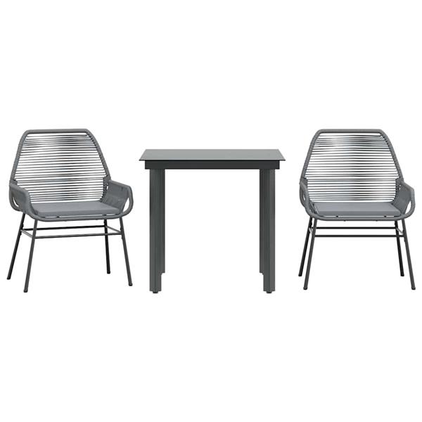 Grote foto vidaxl 3 delige tuinset met kussens poly rattan glas grijs tuin en terras tuinmeubelen