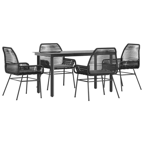 Grote foto vidaxl 5 delige tuinset met kussens poly rattan glas zwart tuin en terras tuinmeubelen