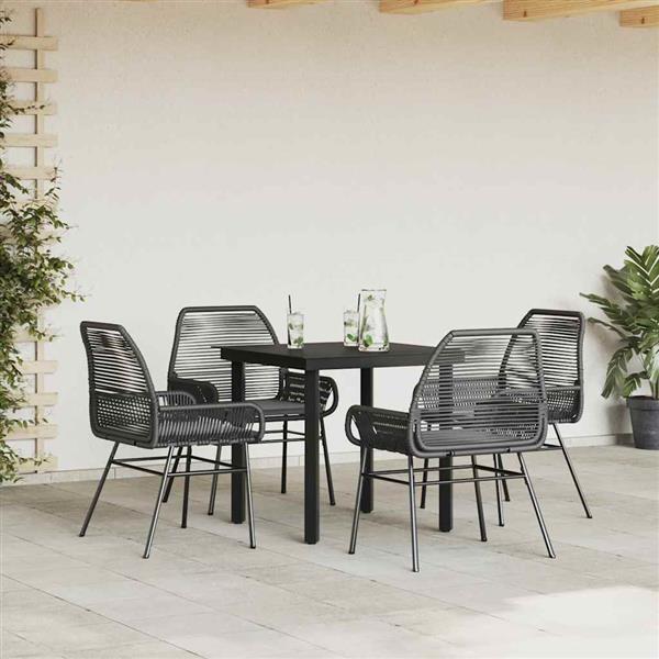 Grote foto vidaxl 5 delige tuinset met kussens poly rattan glas zwart tuin en terras tuinmeubelen
