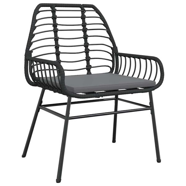 Grote foto vidaxl 3 delige tuinset met kussens poly rattan glas zwart tuin en terras tuinmeubelen