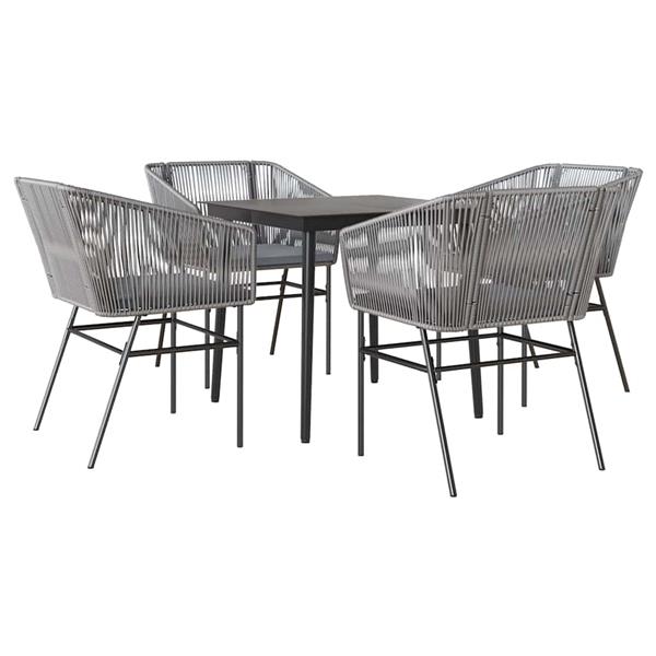 Grote foto vidaxl 5 delige tuinset met kussens poly rattan glas grijs tuin en terras tuinmeubelen