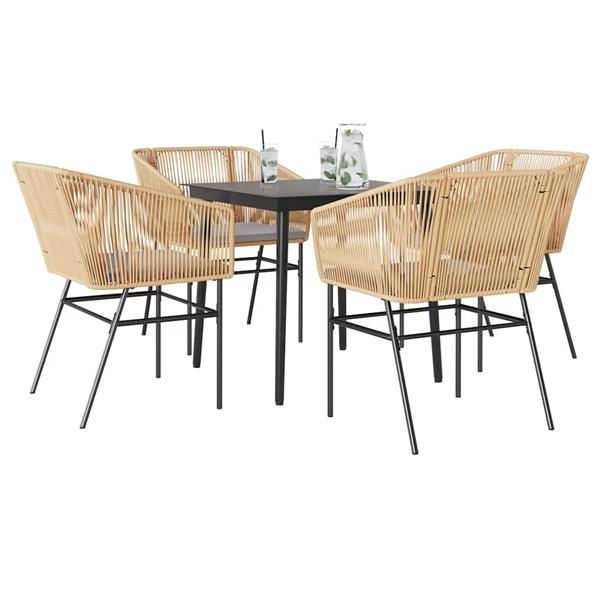 Grote foto vidaxl 5 delige tuinset met kussens poly rattan glas bruin tuin en terras tuinmeubelen