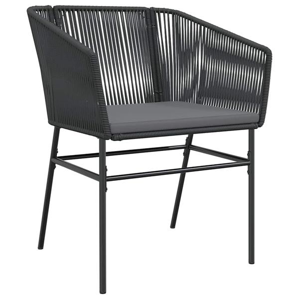 Grote foto vidaxl 3 delige tuinset met kussens poly rattan glas zwart tuin en terras tuinmeubelen