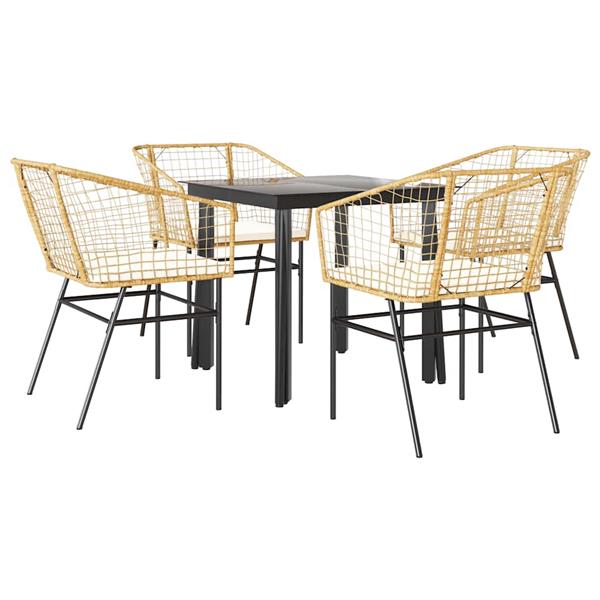 Grote foto vidaxl 5 delige tuinset met kussens poly rattan glas bruin tuin en terras tuinmeubelen