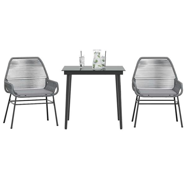 Grote foto vidaxl 3 delige tuinset met kussens poly rattan glas grijs tuin en terras tuinmeubelen