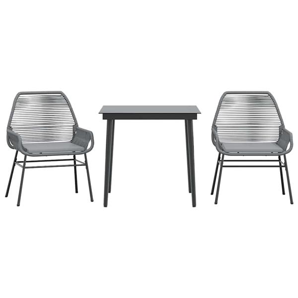 Grote foto vidaxl 3 delige tuinset met kussens poly rattan glas grijs tuin en terras tuinmeubelen