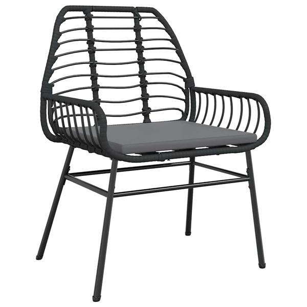 Grote foto vidaxl 3 delige tuinset met kussens poly rattan glas zwart tuin en terras tuinmeubelen