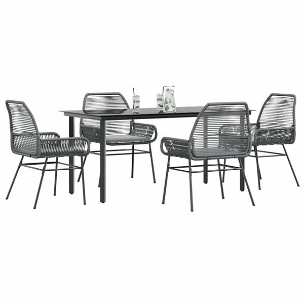 Grote foto vidaxl 5 delige tuinset met kussens poly rattan glas grijs tuin en terras tuinmeubelen