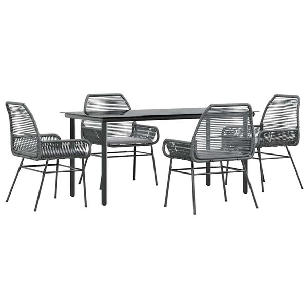 Grote foto vidaxl 5 delige tuinset met kussens poly rattan glas grijs tuin en terras tuinmeubelen