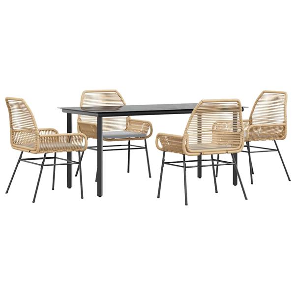 Grote foto vidaxl 5 delige tuinset met kussens poly rattan glas bruin tuin en terras tuinmeubelen