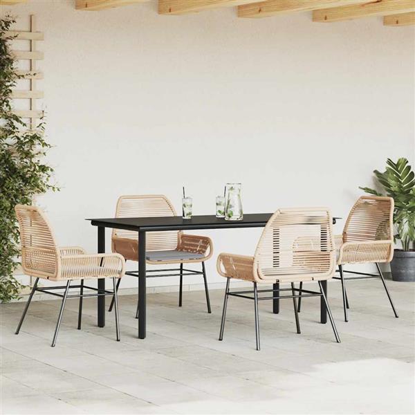 Grote foto vidaxl 5 delige tuinset met kussens poly rattan glas bruin tuin en terras tuinmeubelen