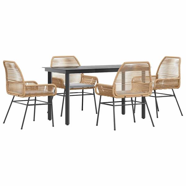 Grote foto vidaxl 5 delige tuinset met kussens poly rattan glas bruin tuin en terras tuinmeubelen