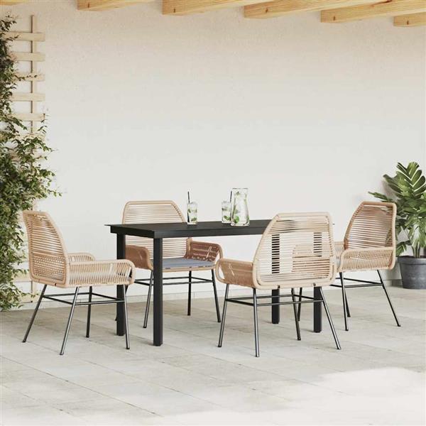 Grote foto vidaxl 5 delige tuinset met kussens poly rattan glas bruin tuin en terras tuinmeubelen