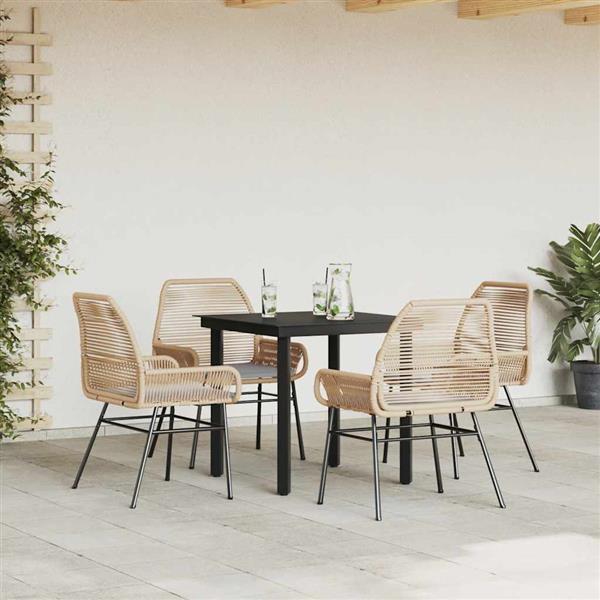 Grote foto vidaxl 5 delige tuinset met kussens poly rattan glas bruin tuin en terras tuinmeubelen