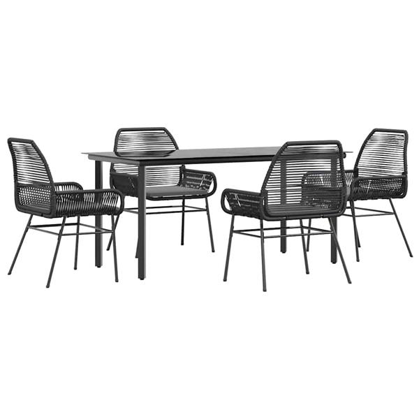 Grote foto vidaxl 5 delige tuinset met kussens poly rattan glas zwart tuin en terras tuinmeubelen
