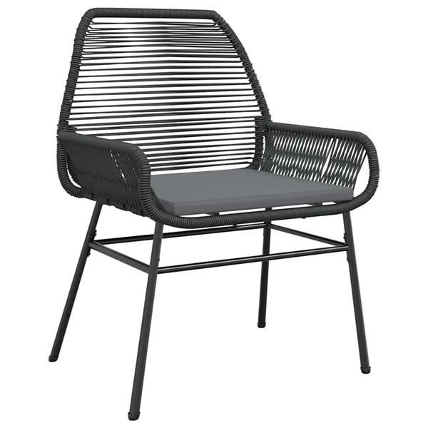 Grote foto vidaxl 3 delige tuinset met kussens poly rattan glas zwart tuin en terras tuinmeubelen
