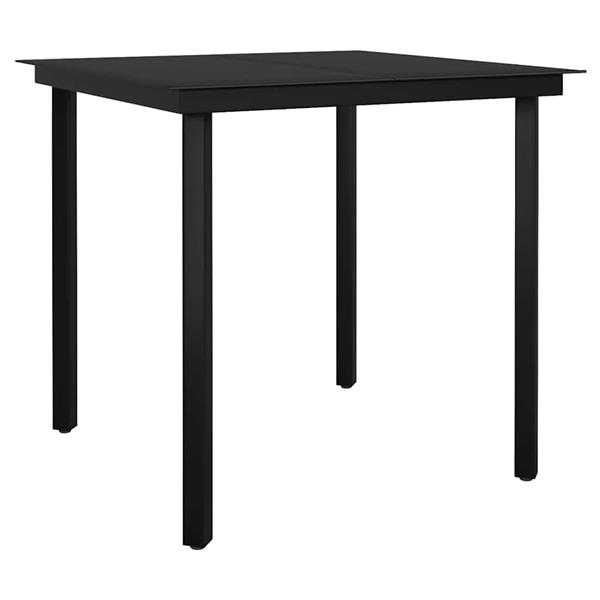 Grote foto vidaxl 3 delige tuinset met kussens poly rattan glas zwart tuin en terras tuinmeubelen