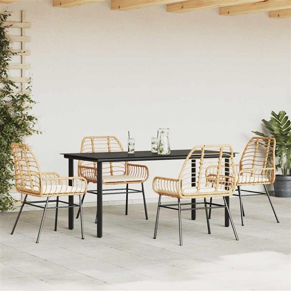 Grote foto vidaxl 5 delige tuinset met kussens poly rattan glas bruin tuin en terras tuinmeubelen