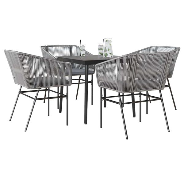 Grote foto vidaxl 5 delige tuinset met kussens poly rattan glas grijs tuin en terras tuinmeubelen