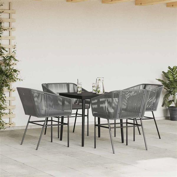 Grote foto vidaxl 5 delige tuinset met kussens poly rattan glas grijs tuin en terras tuinmeubelen