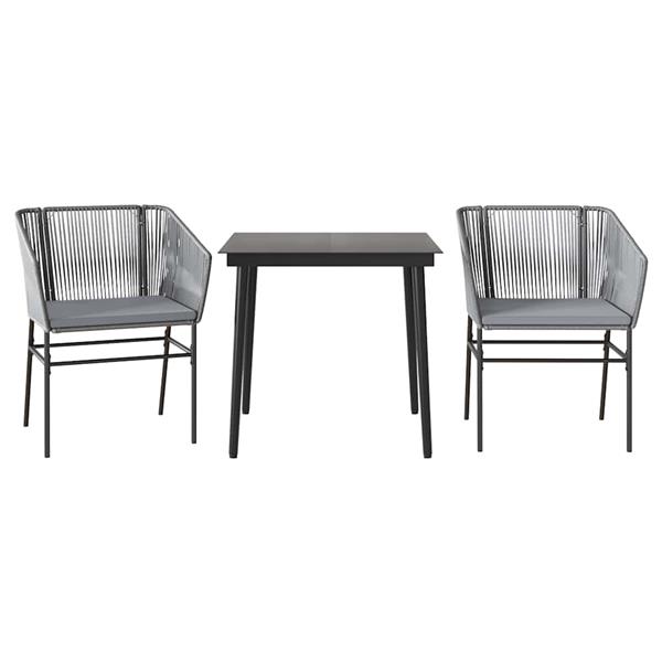 Grote foto vidaxl 3 delige tuinset met kussens poly rattan glas grijs tuin en terras tuinmeubelen