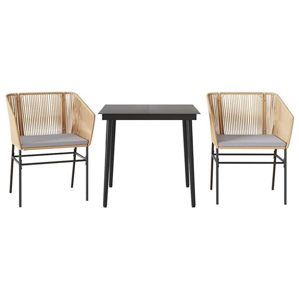 Grote foto vidaxl 3 delige tuinset met kussens poly rattan glas bruin tuin en terras tuinmeubelen