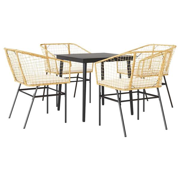 Grote foto vidaxl 5 delige tuinset met kussens poly rattan glas bruin tuin en terras tuinmeubelen