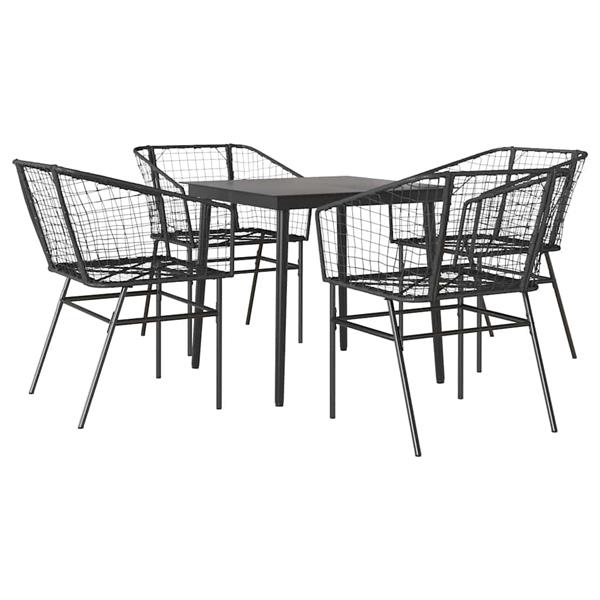 Grote foto vidaxl 5 delige tuinset poly rattan glas zwart tuin en terras tuinmeubelen