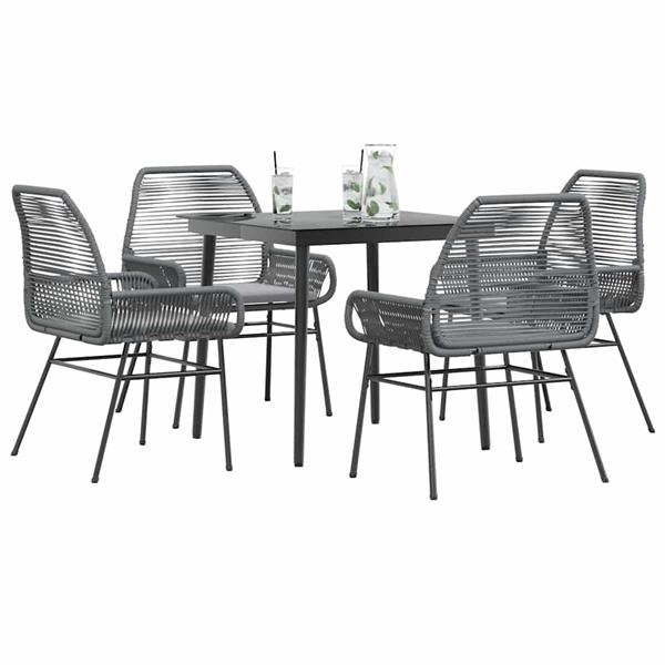 Grote foto vidaxl 5 delige tuinset met kussens poly rattan glas grijs tuin en terras tuinmeubelen
