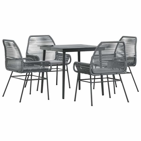 Grote foto vidaxl 5 delige tuinset met kussens poly rattan glas grijs tuin en terras tuinmeubelen