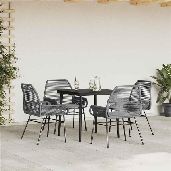 Grote foto vidaxl 5 delige tuinset met kussens poly rattan glas grijs tuin en terras tuinmeubelen