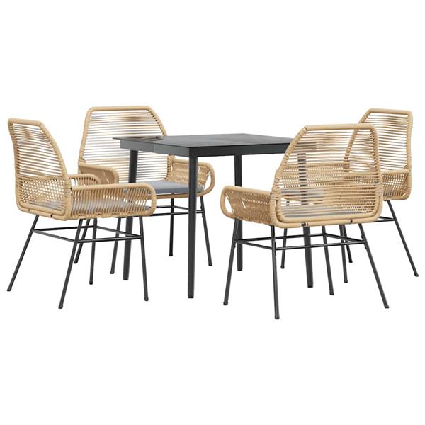 Grote foto vidaxl 5 delige tuinset met kussens poly rattan glas bruin tuin en terras tuinmeubelen