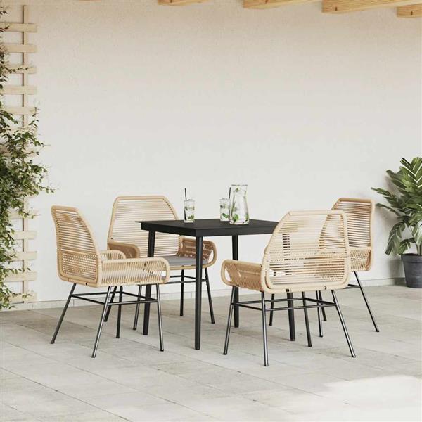 Grote foto vidaxl 5 delige tuinset met kussens poly rattan glas bruin tuin en terras tuinmeubelen