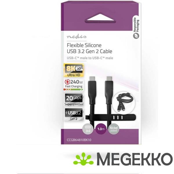 Grote foto nedis ccgb64810bk10 usb kabel 1 m usb 3.2 gen 2 3.1 gen 2 usb c zwart computers en software overige computers en software