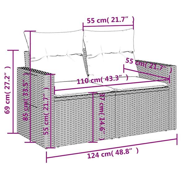 Grote foto vidaxl 6 delige loungeset met kussens poly rattan lichtgrijs tuin en terras tuinmeubelen
